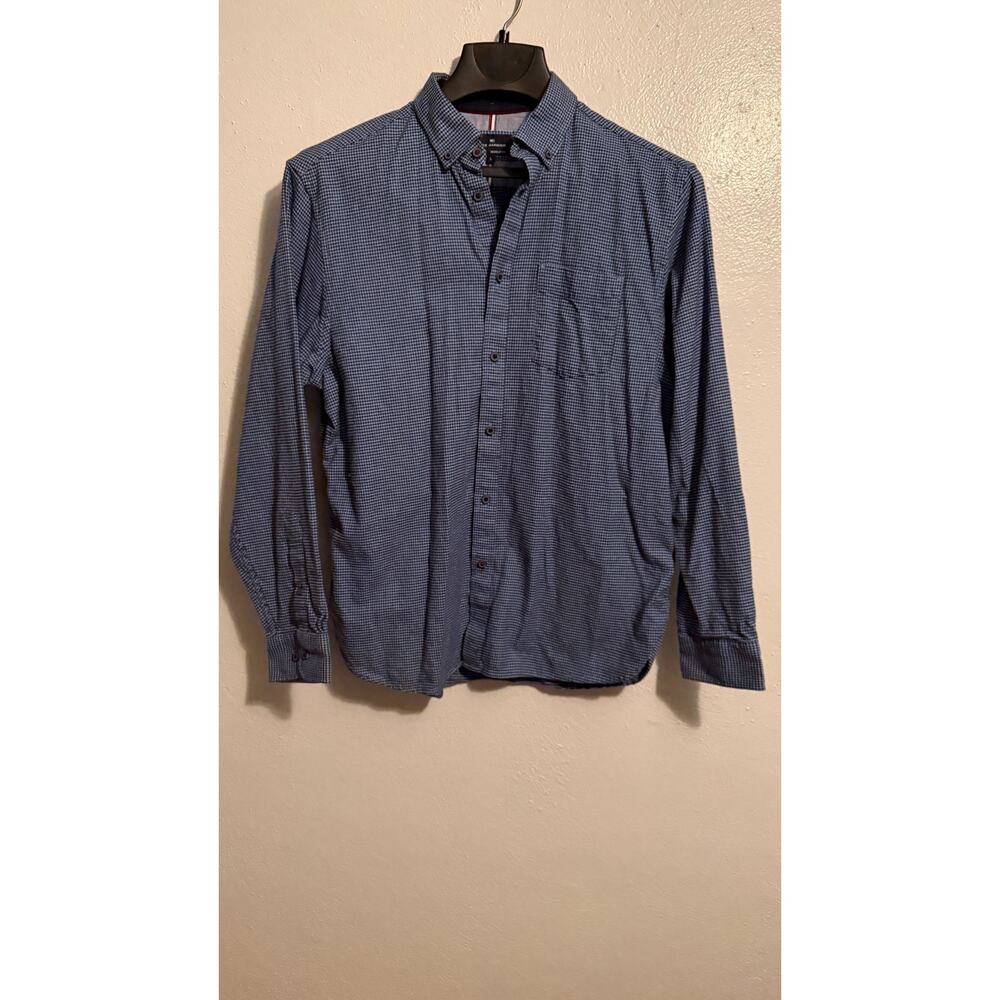 Blue Harbour Mens L 100% Cotton Long Sleeve Flannel Button Up Blue Mix Shirt